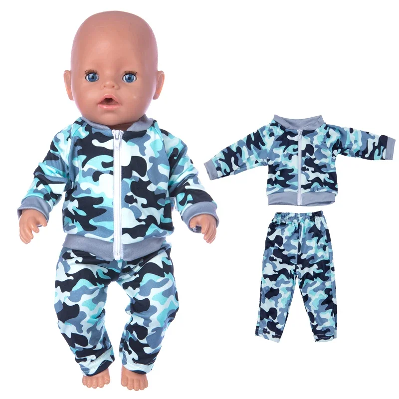 43cm Reborn Baby Doll Outfit Camouflage 18 inch Girl Doll Clothes Children Xmas Gift Toys Wears