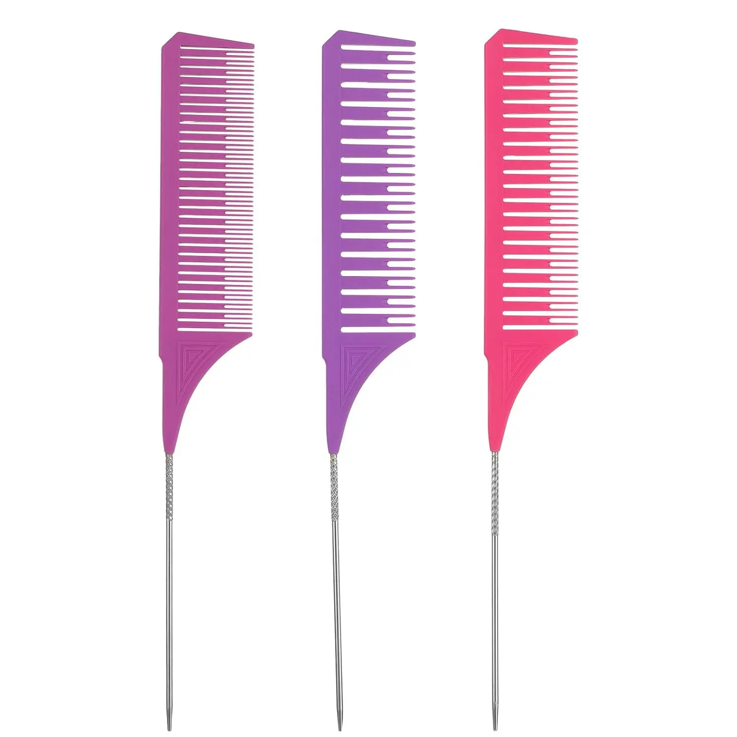 

3pcs Highlight Comb Set with Long Rat Tail, Stainless Steel Weaving Combs for Hair Stylist, Dyeing & Styling