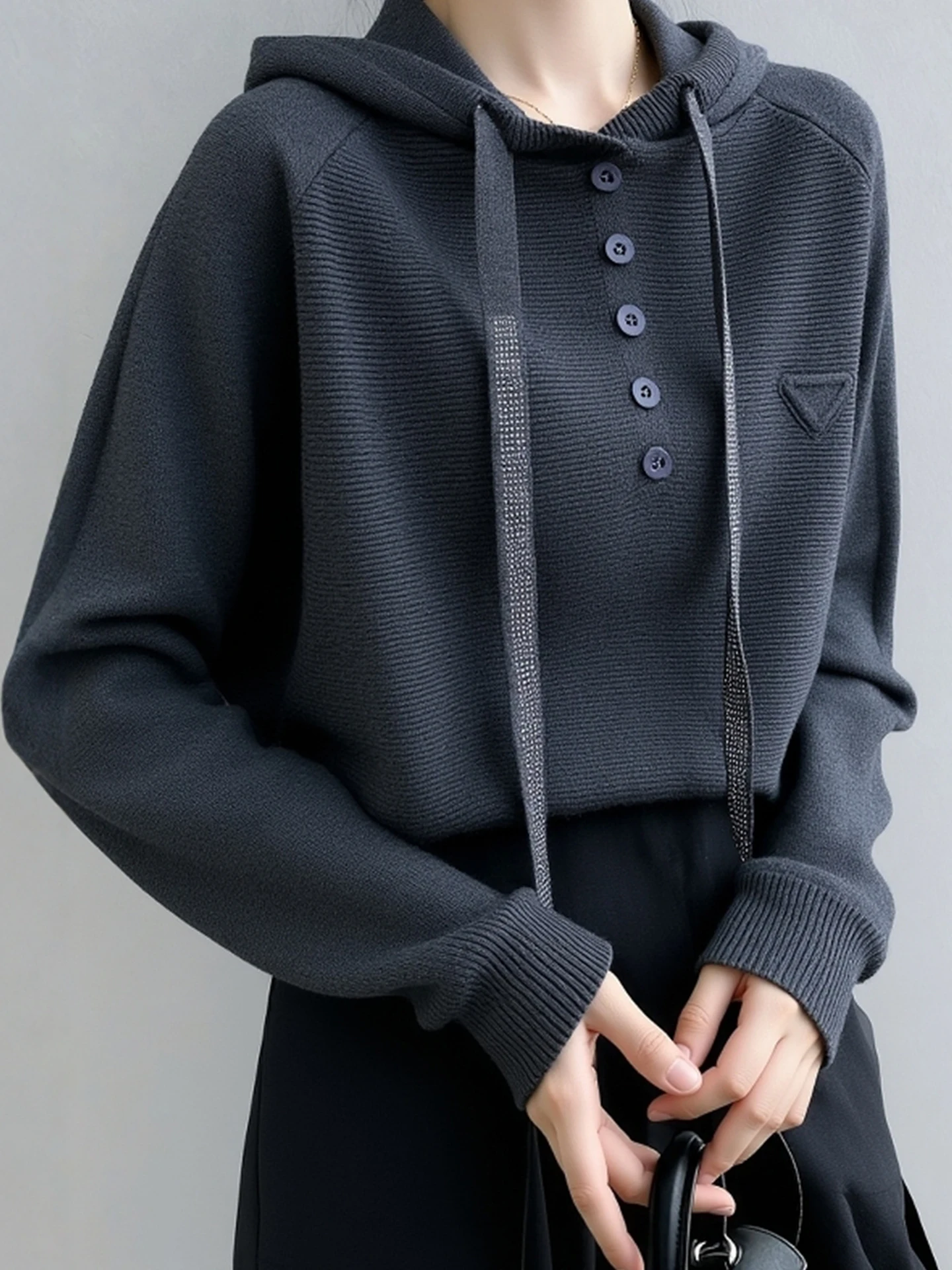 

Корейский трикотаж Camere с капюшоном Long Sve, мягкий удобный модный универсальный зимний свитер, мягкий уютный шерстяной irt