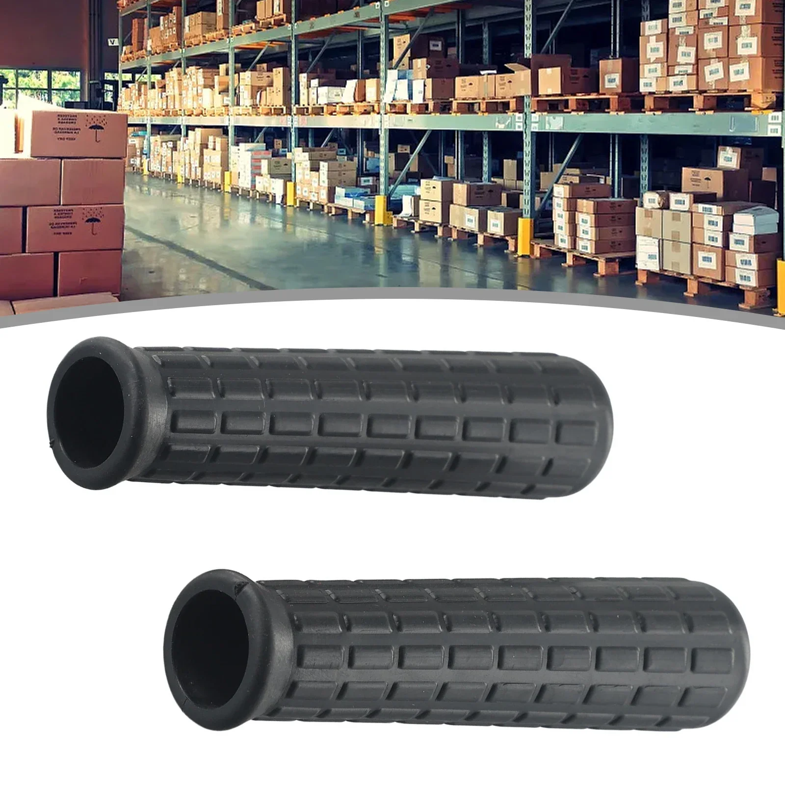 2Pcs Black Wheelbarrow Rubber Handles Round Tubes 30mm Anti-skid Shock Absorption Replacement Universal Handles Parts