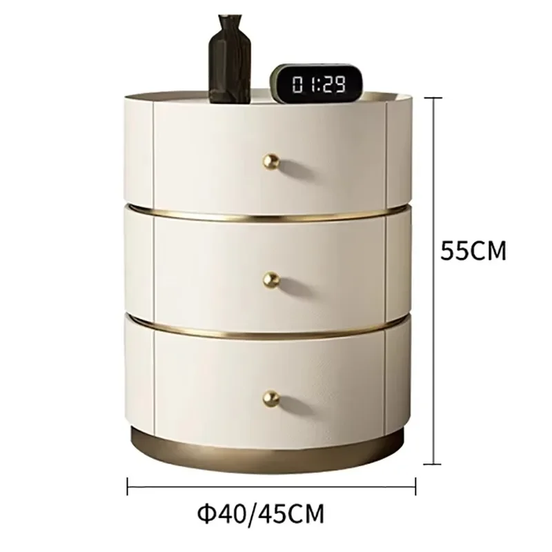 

Customizable Modern Night Table Aesthetic Design Storage Unique Bedside Cabinet Luxury Round Comodini Camera Da Letto Bedroom Fu