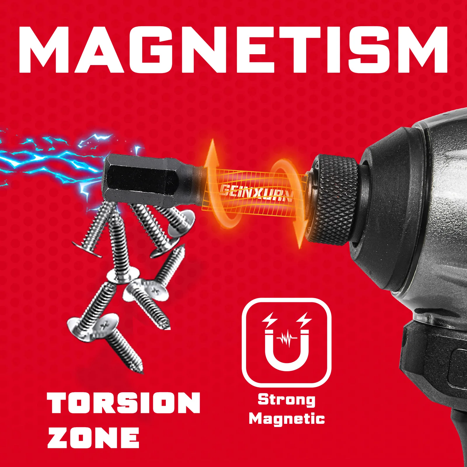 Geinxurn Impact HEX Screwdriver Bits Set, 2” Magnetic(1.5-8) S2 Steel Driver Bits and Bit Holder with Soft Hanging Strips