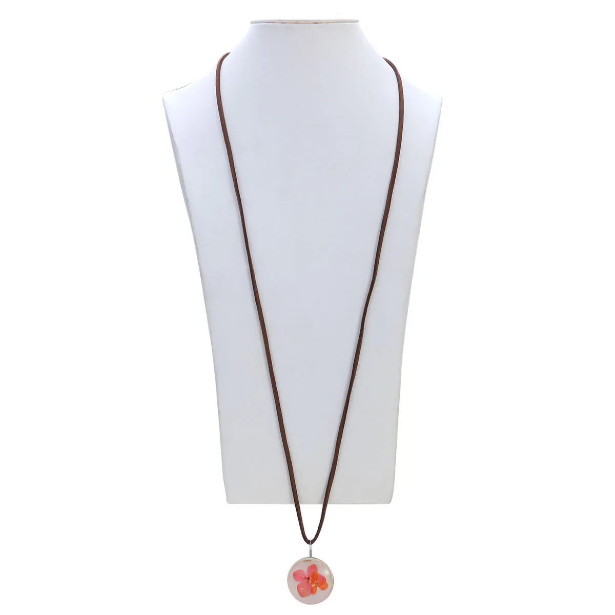 

Red Petal Oval Pendant Dried Flower Necklace Pressed Flower Design Lightweight Soft Rope for Engagement Wedding Party Special