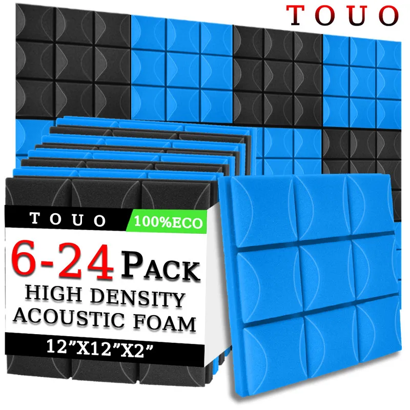 

TOUO Acoustic Foam 6/12/24 Pcs Mushroom Flame-Retardant Sound Proof Wall Panels Sound Absorbing Treatment Ktv Acoustic Treatment