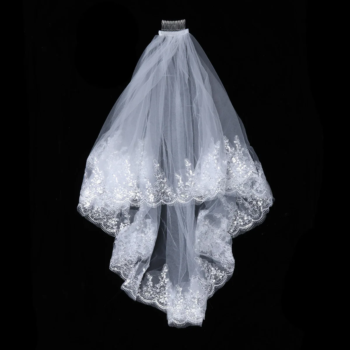 

1pc Wedding Double Layer Bridal White For Double Layer Bride Wedding Comb Hair Veil Accessories Comb Hair Veil
