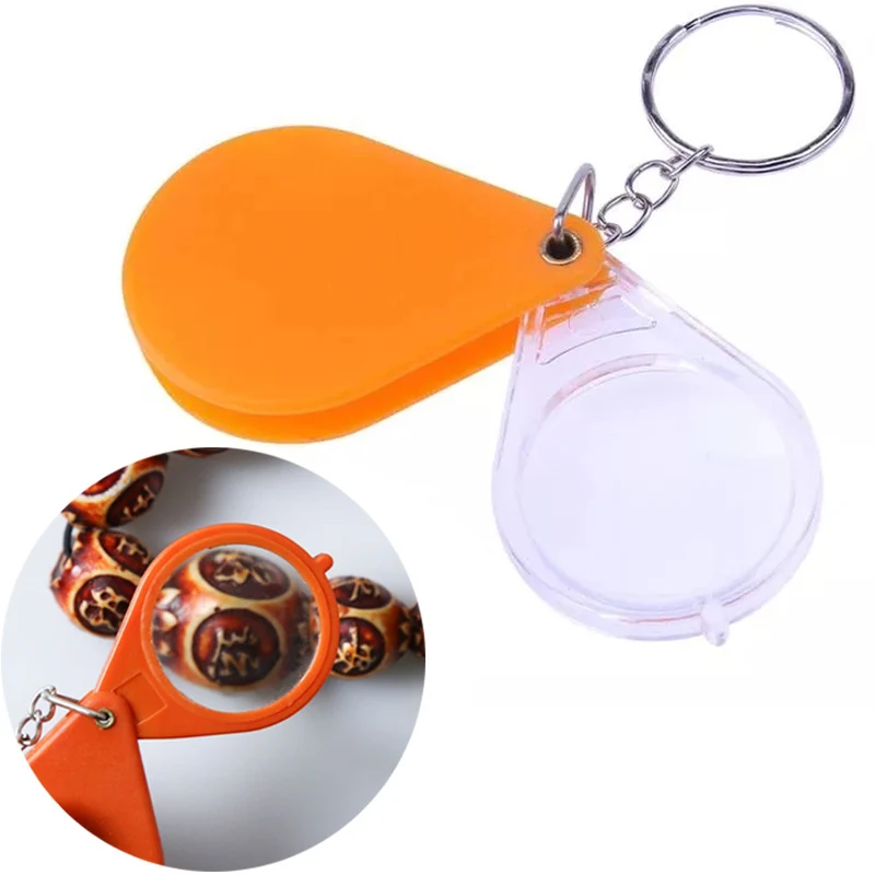 Plastic Portable Folding Key Ring Handheld Mini Magnifier Key Chains Magnifying  Glass Lens Loupe Pocket Tool Keychain