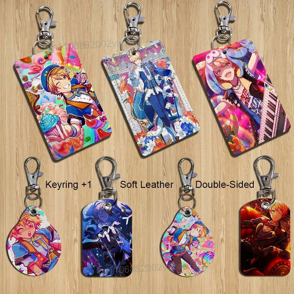 

Idol Star game Tsukasa Tenma Keychain Holder Suitable For Subway Bank Bus Card Case Badge Holder Wallet Card Textured pattern