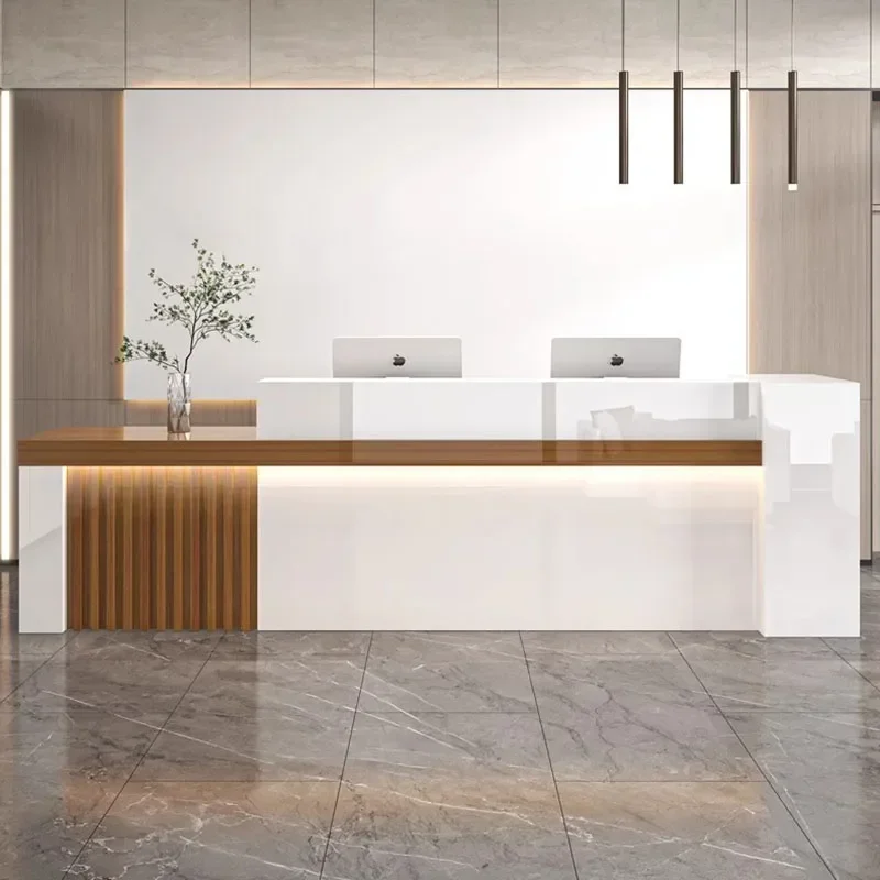 White Front Reception Desks Podium Modern Office Mobile Receptionist Shop Counter Cash Register Retail Leggio Shop Furniture