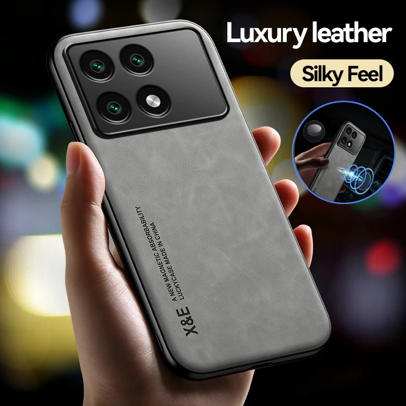 Leather Magnetic Case For Xiaomi Poco X6 Pro 5G Soft TPU Shockproof Fundas For Pocox6pro Poko Little X6pro X 6 Pro 6X Back Cover