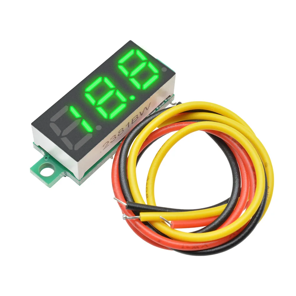 DC Voltage Display Mini Digital Voltmeter 0.28 Inch 2/3-Wire DC 0-100V 3.7-30V Digital Voltmeter Voltage Tester Red Green