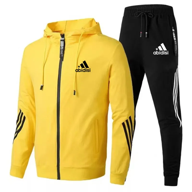 2024 Spring and Autumn Men\'s Sports Suit Thin Hooded Sweater Casual Running Sportswear Two-piece Se men clothes tracksuit men