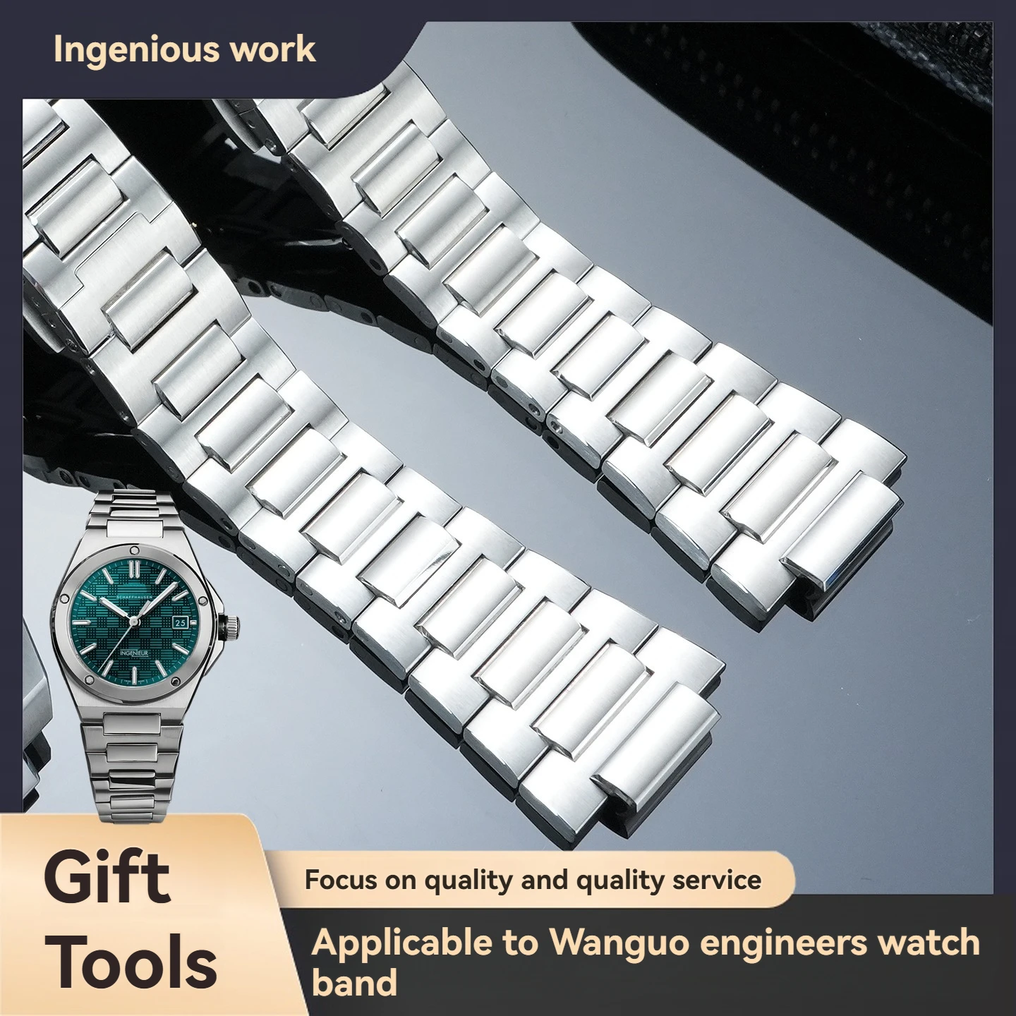 

Твердый ремешок для часов из нержавеющей стали для серии IWC Engineer IW328903 IW328901 24x14 мм, мужской стальной ремешок премиум-класса