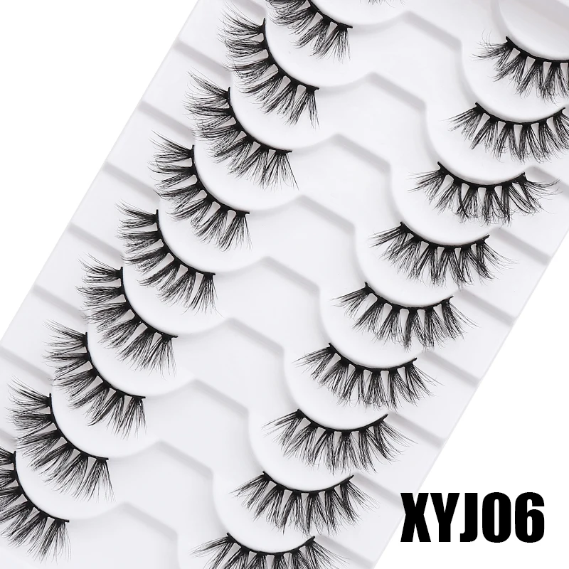 DINGSEN 10 Paar Natürliche Wimpern Halblange Katzenaugen-Wimpern 3D Kunstnerz Flauschige Wimpern Flügelige Falsche Wimpern – Detail 13