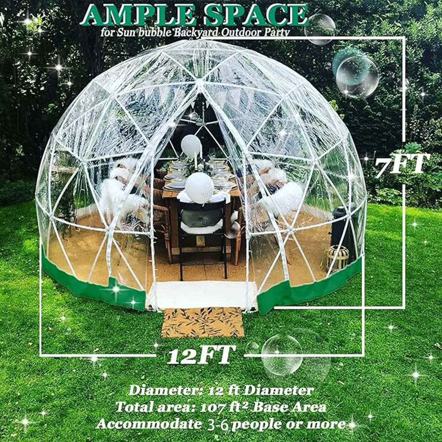 Garden Dome Bubble Tent House Room, 12x7ft Bubble Tent,Garden Outdoor Clear Dome Shelter, PVC Transparent Bubble, Customized