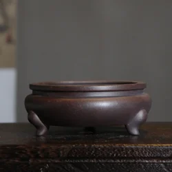 Purple Sand Flower Pot Ceramic Handmade Bonsai Pot Household Desktop Decorative Pot Retro Japanese Solid Color Flower Pot LC647