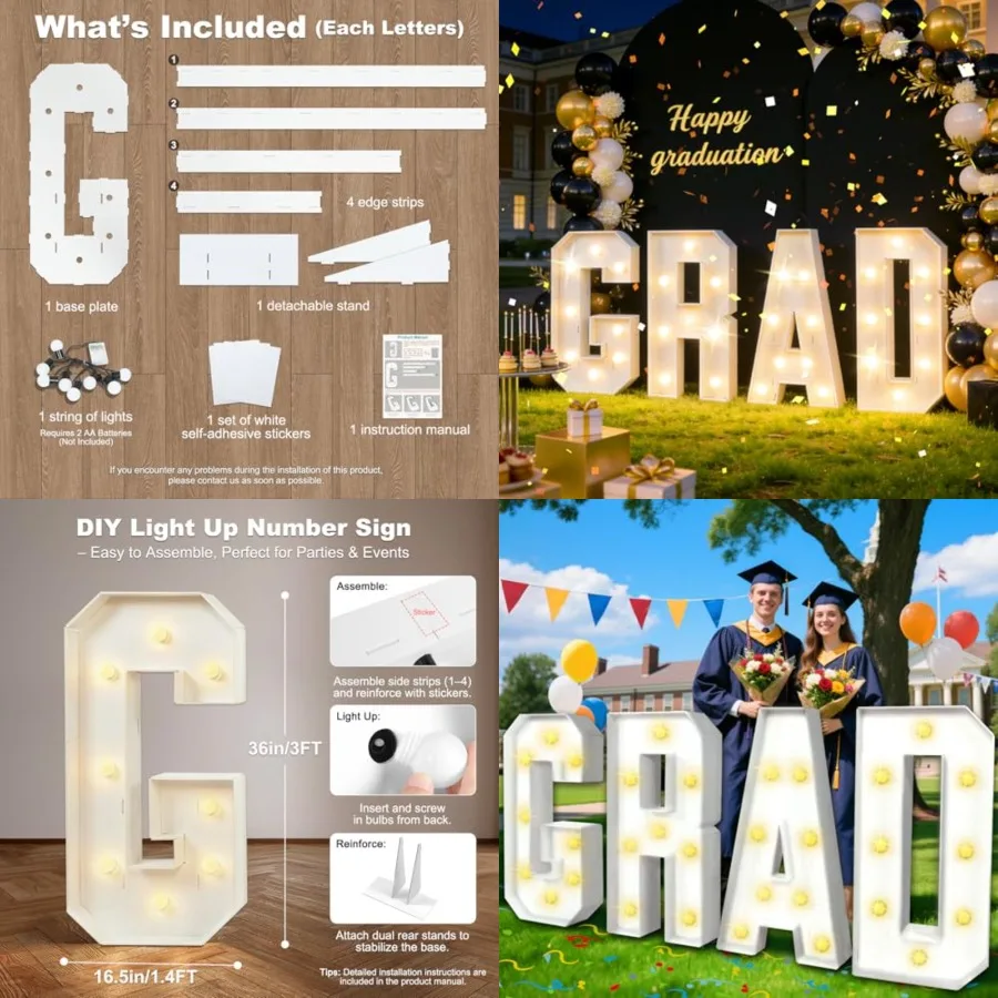 

uation Decorations 3Feet Marquee Large PRE-Cut DIY Foam Board Mosaic Sign Party Splies for Class of Congrats Back to School Ind