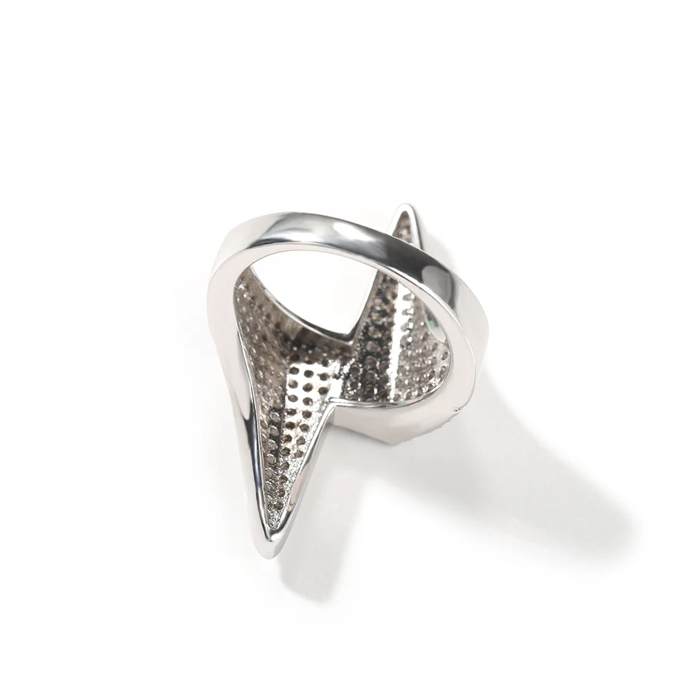 THE BLING KING Lightning Shape Rings For Men Iced Out Cubic Zirconia Charm Rapper Ring Hiphop  Rock Jewelry