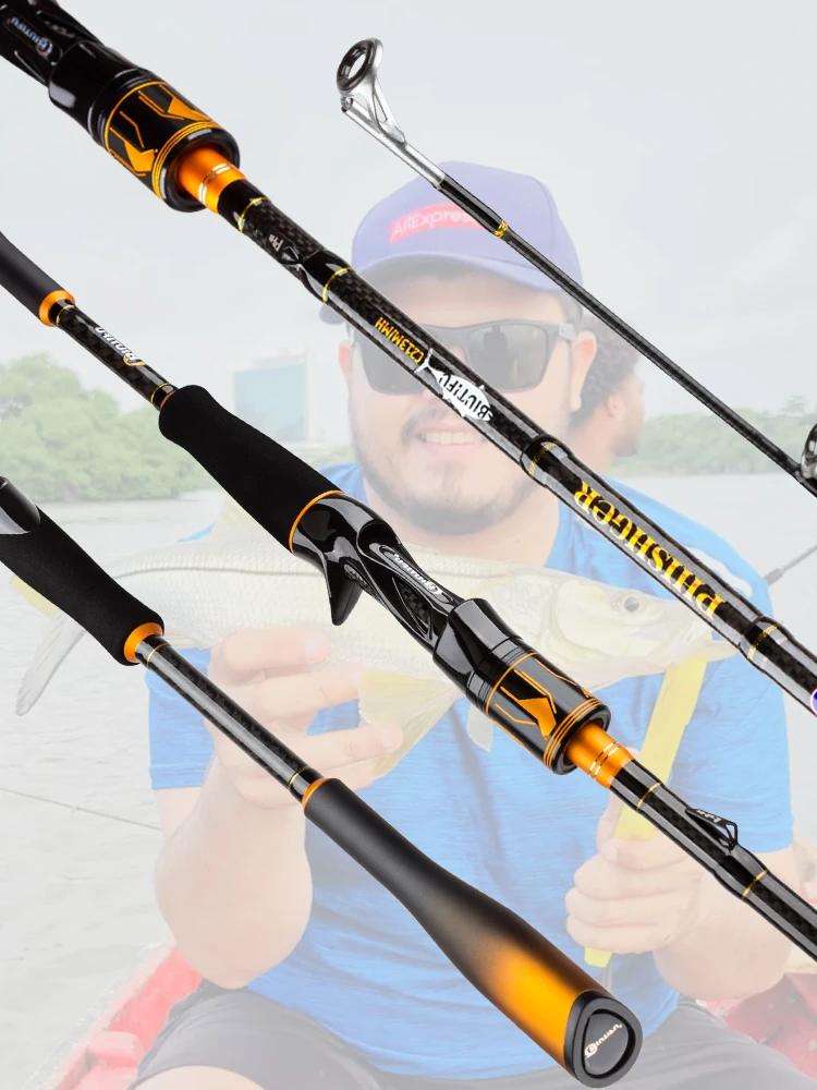 BIUTIFU 2-Spitze Fuji Guide Spinning Casting Angelrute 1,8-2,7 m 2-Abschnitte T1000 Carbon Baitcasting Pole für Bass Hecht 7-80g Köder