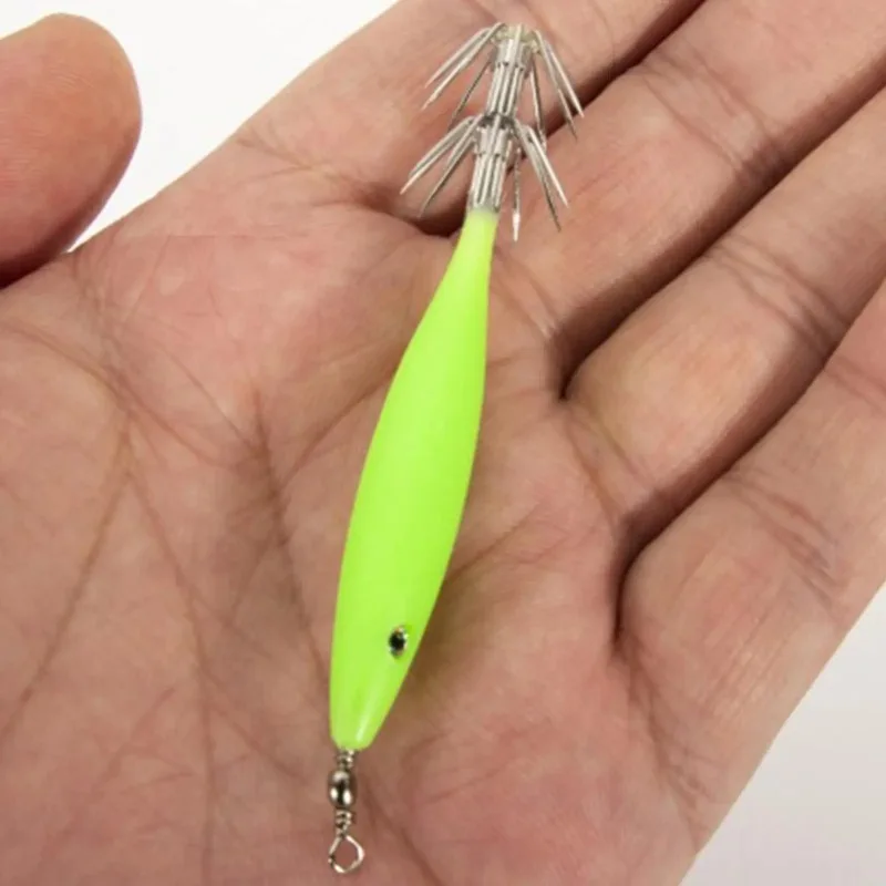 5Pcs Luminous Blown Tube Octopus Hook, Wooden Shrimp Bait, Squid Hook, Explosion Hook, Sea Fishing Tackle Set
