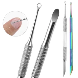 Russian Nail Double-ended Stainless Steel Circle Beveled Head Cuticle Pusher Remover Pedicure Manicure Sticks Tool Nail Art Tool