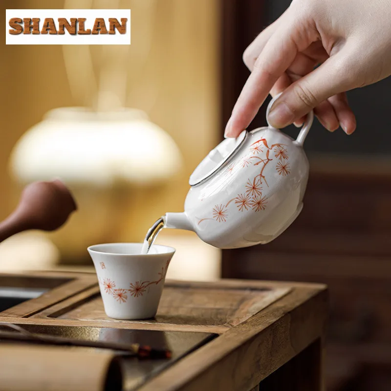 150Ml Plant Ash Hand-Painted Pine Teapot Boutique Tea Infuser Pot Brewing Kettle With Ball Hole Services Decoration Gift