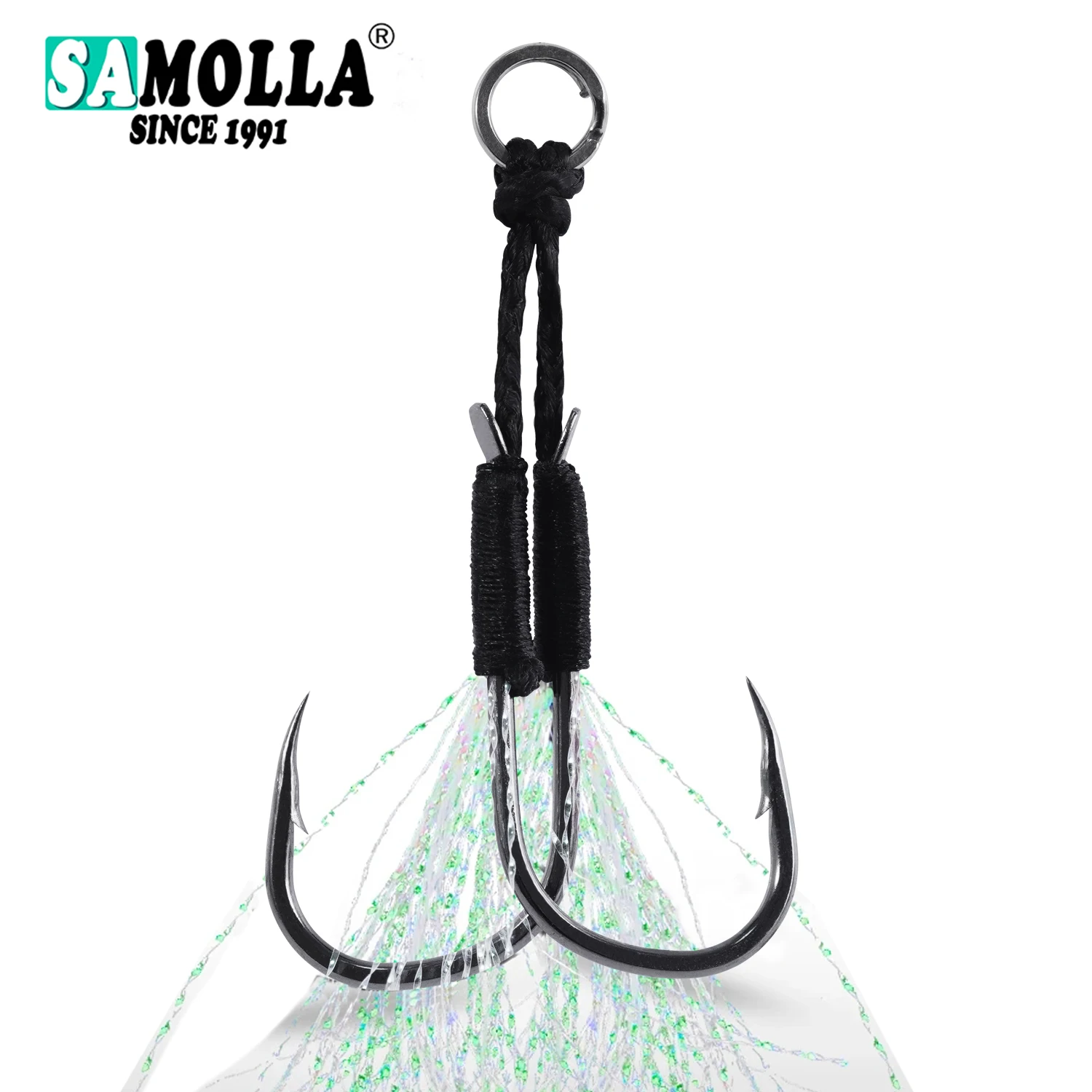 5pair/lot Fishing Hook Jig Double PairHooks Barbed Thread Feather Accessories Pesca High Carbon Steel Fishing Lure Slow Jigging