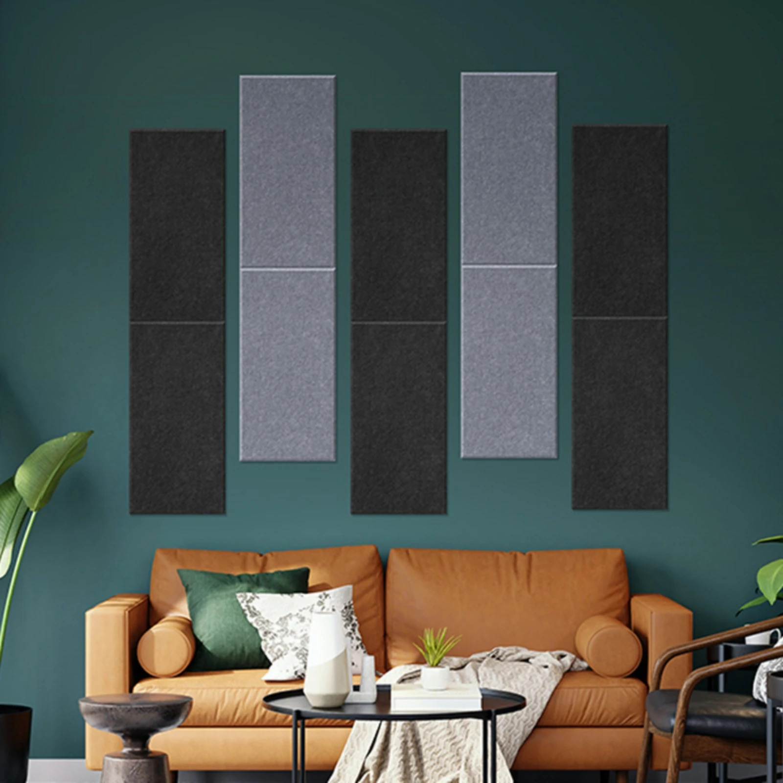 Picture 5: 6 Pieces Sound-Absorbing Wall Panel Slim Noise Dampening Board Acoustic Felt Tile Horizontal Seam Room Decoration Reverberation