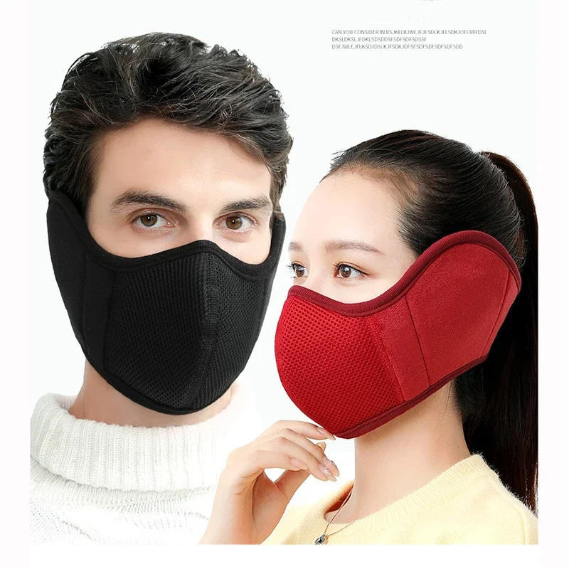 Winter New Fashion Women Men Earmuffs Mouth Mask Windproof Winter Soft Thick Warm Ear Cover Solid Headphone Earlap Boys Girls