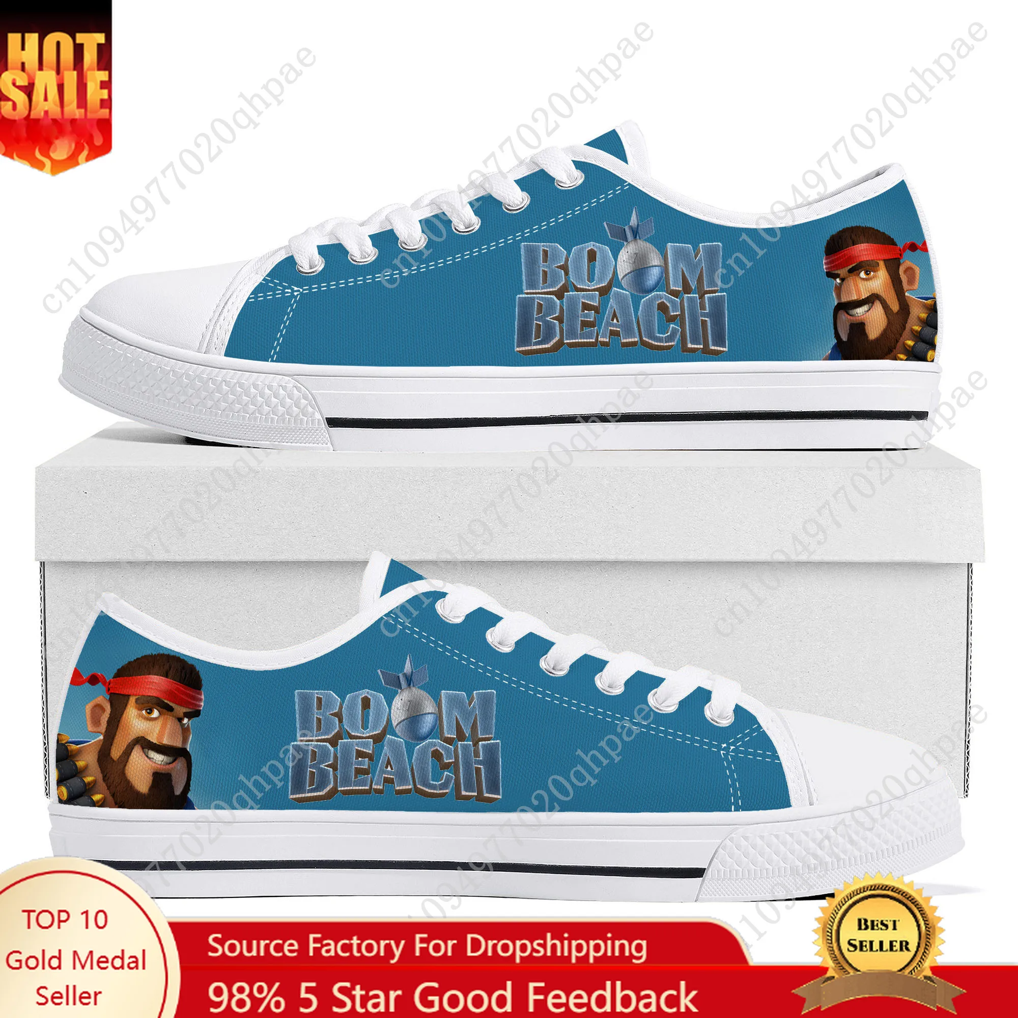 

Boom Beach Low Top Sneakers Mens Womens Teenager High Quality Canvas Sneaker 3D Print Casual Couple Shoes Personalized Shoe
