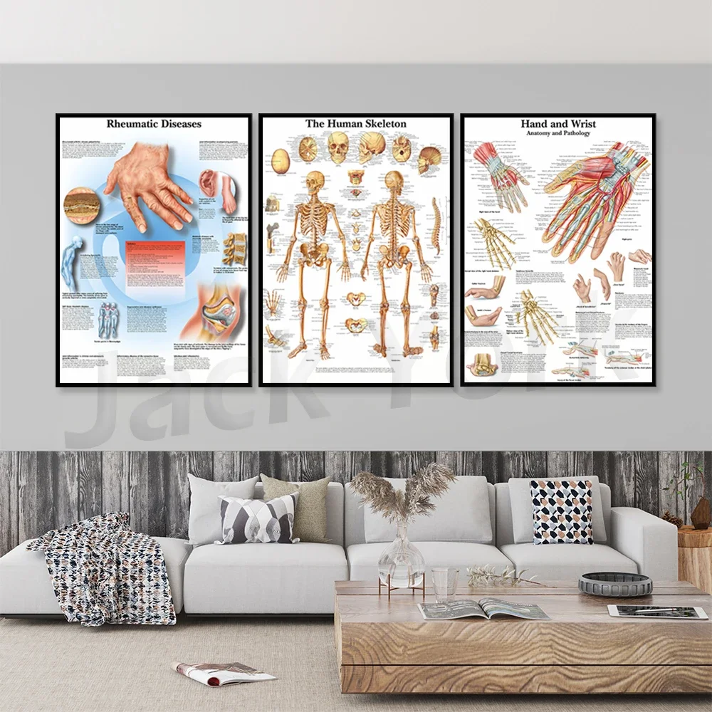 

Skeletal system diagram Art Poster Print Body Map Canvas Painting Wall Pictures for Medical Education Home Decor