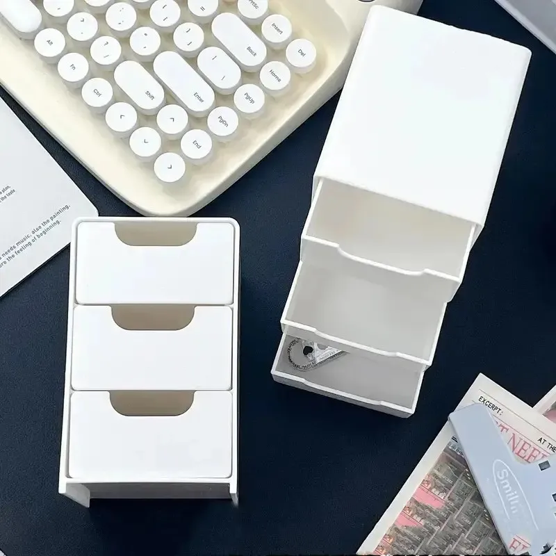 세련된 3단 서랍 정리함 - 보석 및 화장품을 위한 다용도 데스크탑 보관함, 내구성이 뛰어난 플라스틱, 전원 필요 없음