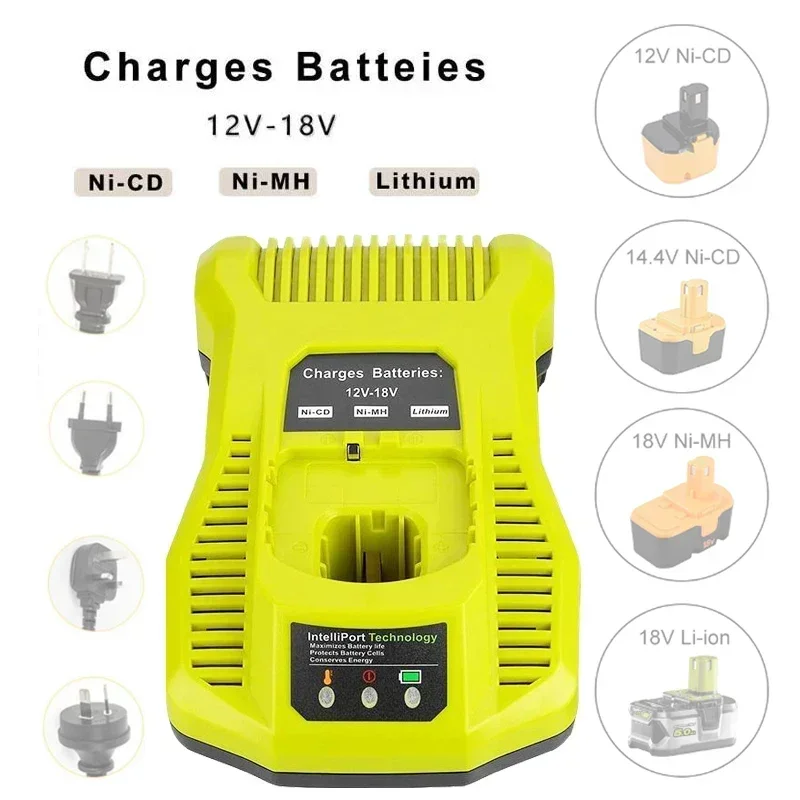 P107-P117 Ryobi ONE+ 12V-18V Charger Fit P144 P145 P146, Dual Slot Stable Output,For Home Electric Drill Saw Battery Charging