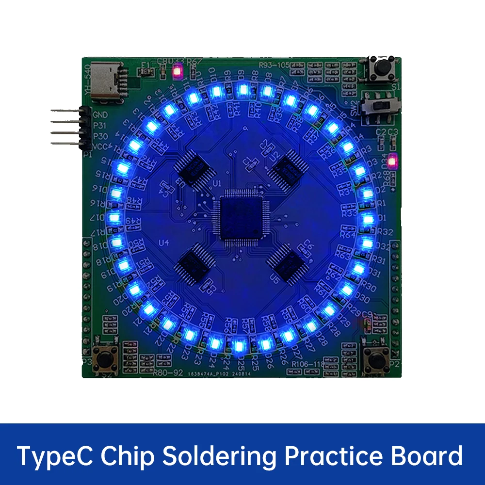 LQFP64 LED Flowing Lamp Diy Kit Welding Practice Module SMD Soldering PCB Electronic Light-emitting Components for Beginners