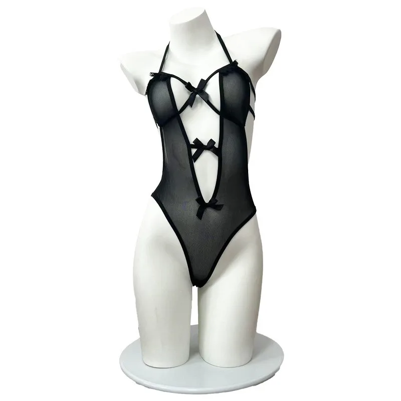 Bodysuit Dead Pool Water Sexy Cross Hollow Out Chest Strap jumpsuit with Black Gloves women's sexi body Babydoll fetish Sex shop
