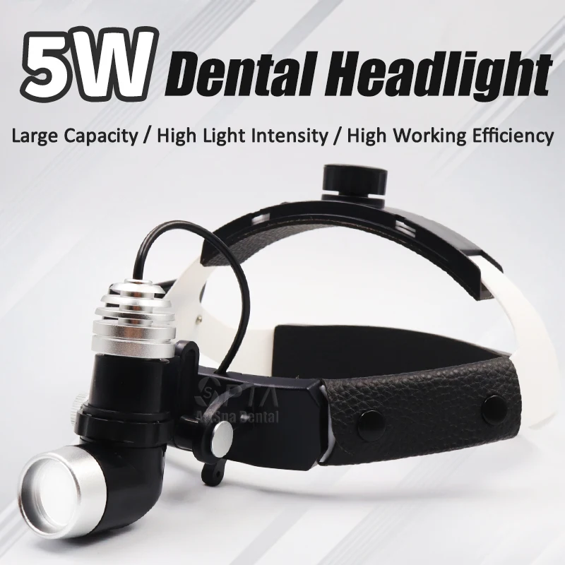 Dental Surgical 5W Lamps Headband  ENT LED Headlight With Strong Light Dentist  2pcs Battery Rechargeable Aluminum Case Package