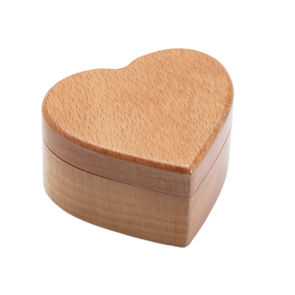Heart Shaped Wooden Ring Box Beech Vintage Jewelry Storage Case Wedding Engagement Ring Holder Compact Travel Small Jewelry