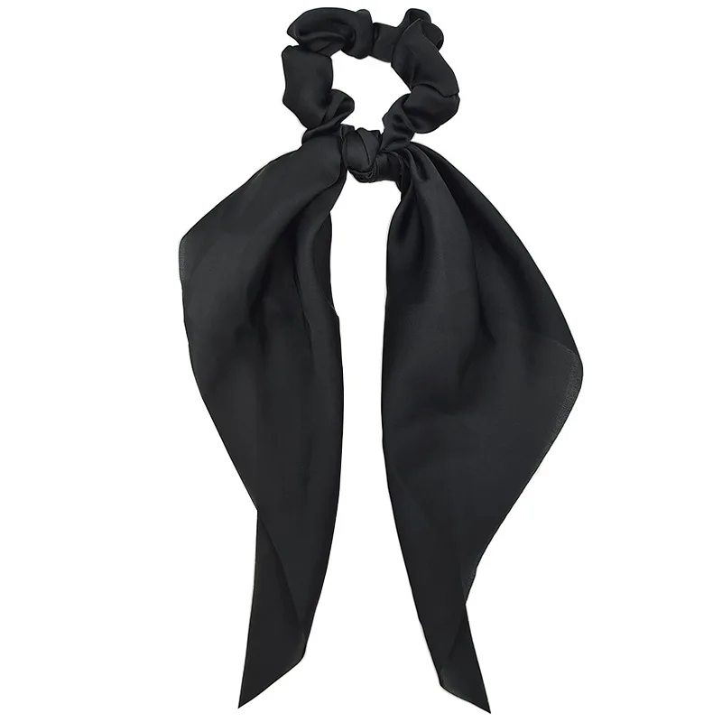 Solid Color Chiffon Long Ribbon Scrunchies Women Girls 스타일링 도구 Ponytail Scarf Elastic Hair Bands Ties Hair Accessories