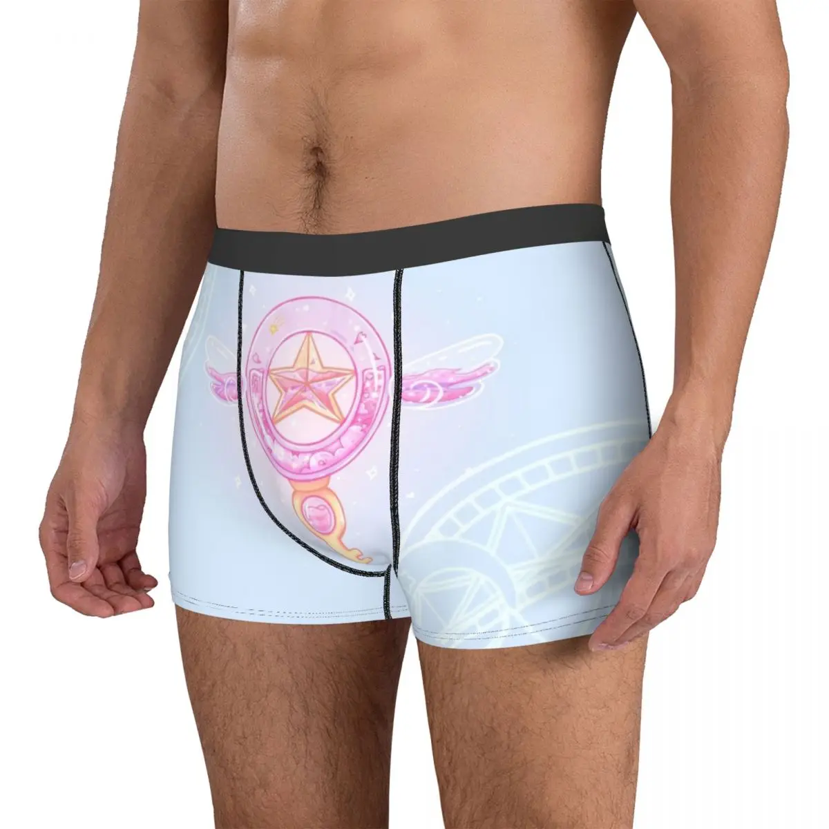 Kawaii Cardcaptor Sakura Star Wand Key Men Underwear Boxer Shorts Panties Printed Breathable Underpants for Homme