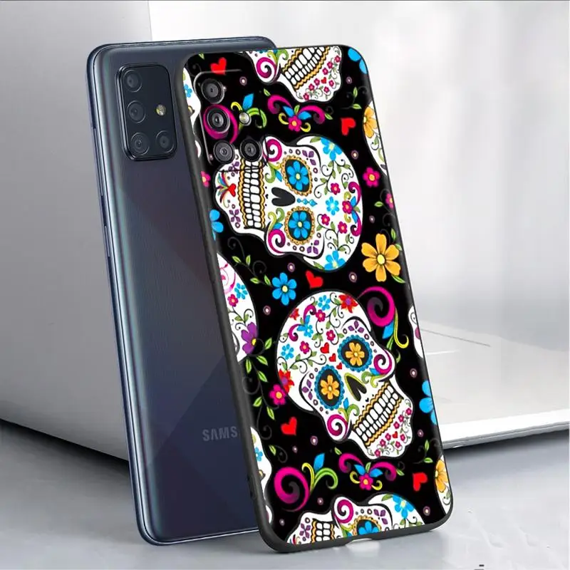 Cool Flower Skull Art Case For Samsung Galaxy A54 A52 A14 5G A53 A12 A13 A71 A23 A34 A33 A21s Phone Cover