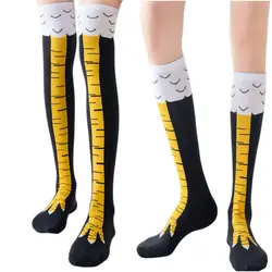 1/2 Pairs Women Knee High Socks Trendy Cartoon Funny Chicken Claw Socks Fitness Sports Casual Slim Leg Long Tube Socks Women