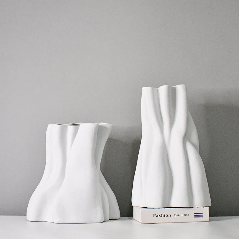 

Modern simple matte l black and white vase ornament living room model room creative flower arrangement heterosexual