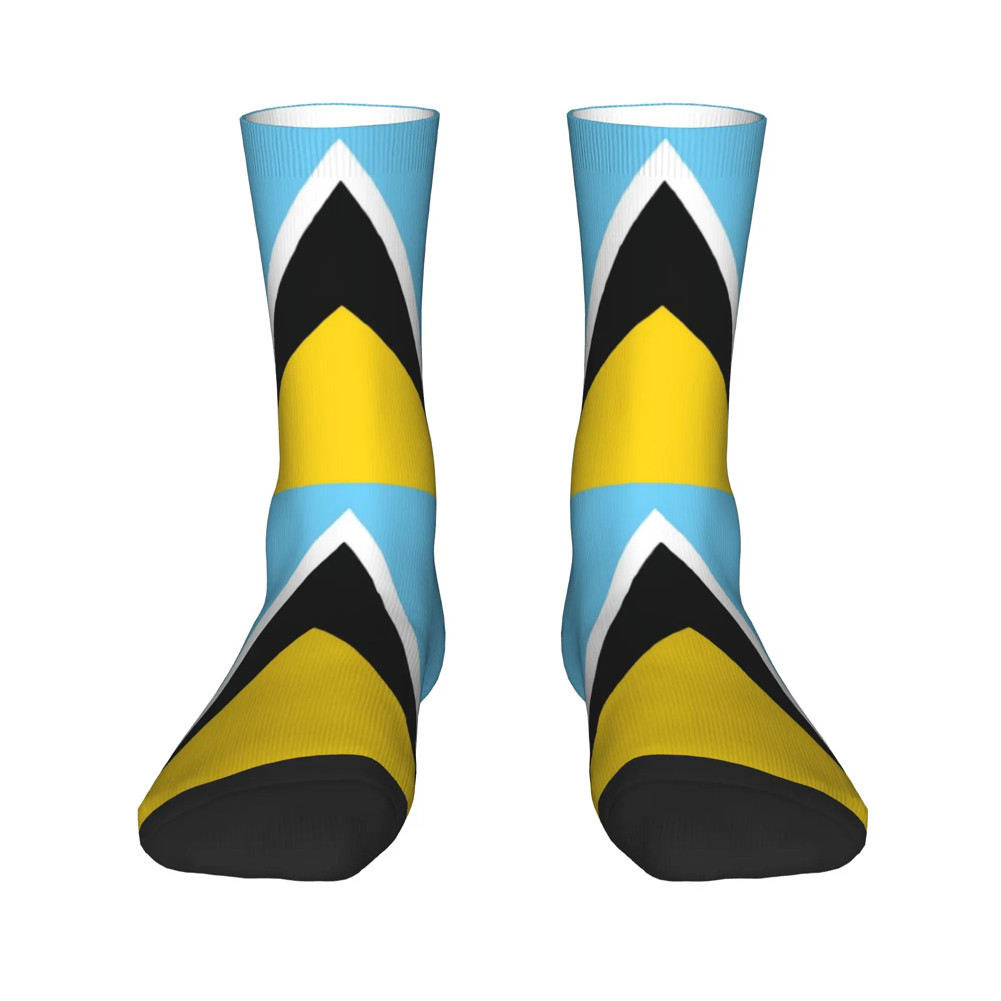 

St Lucia National Flag Men's Crew Socks Unisex Novelty 3D Print Dress Socks