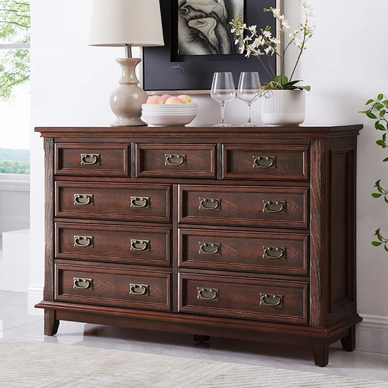 Ash wood American all-solid wood nine-chest cabinet, bedroom storage, bedside storage cabinet, living room storage chest