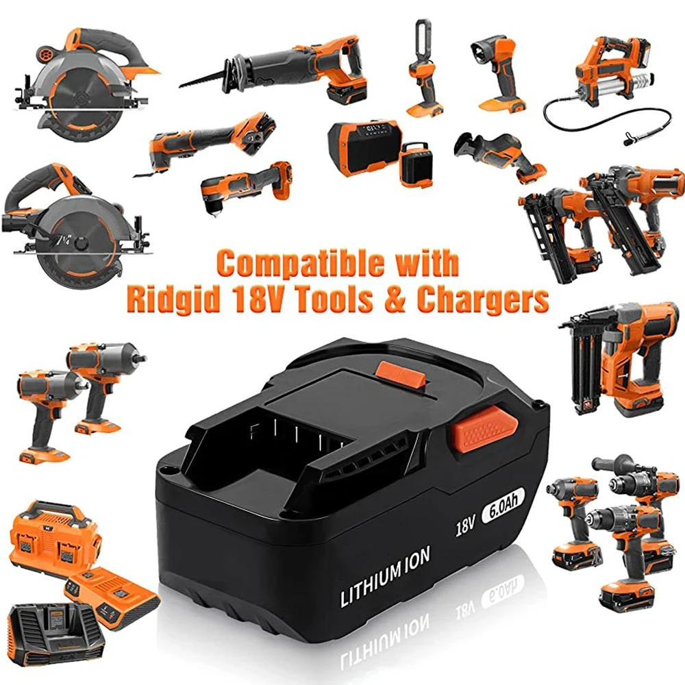 For AEG 18V Battery 8.0AH Lithium-Ion Battery for RIDGID R840087 R840085 L1815R L1850R L1830R R840083 Series Cordless Power Tool