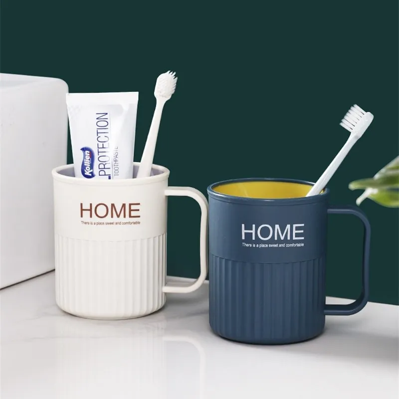 1PC 500ML Bathroom Tumblers Cup for Bathroom Food Grade Travel Home Brush Cup Plastic Drinks Milk Coffee Beer Cups Water Mugs