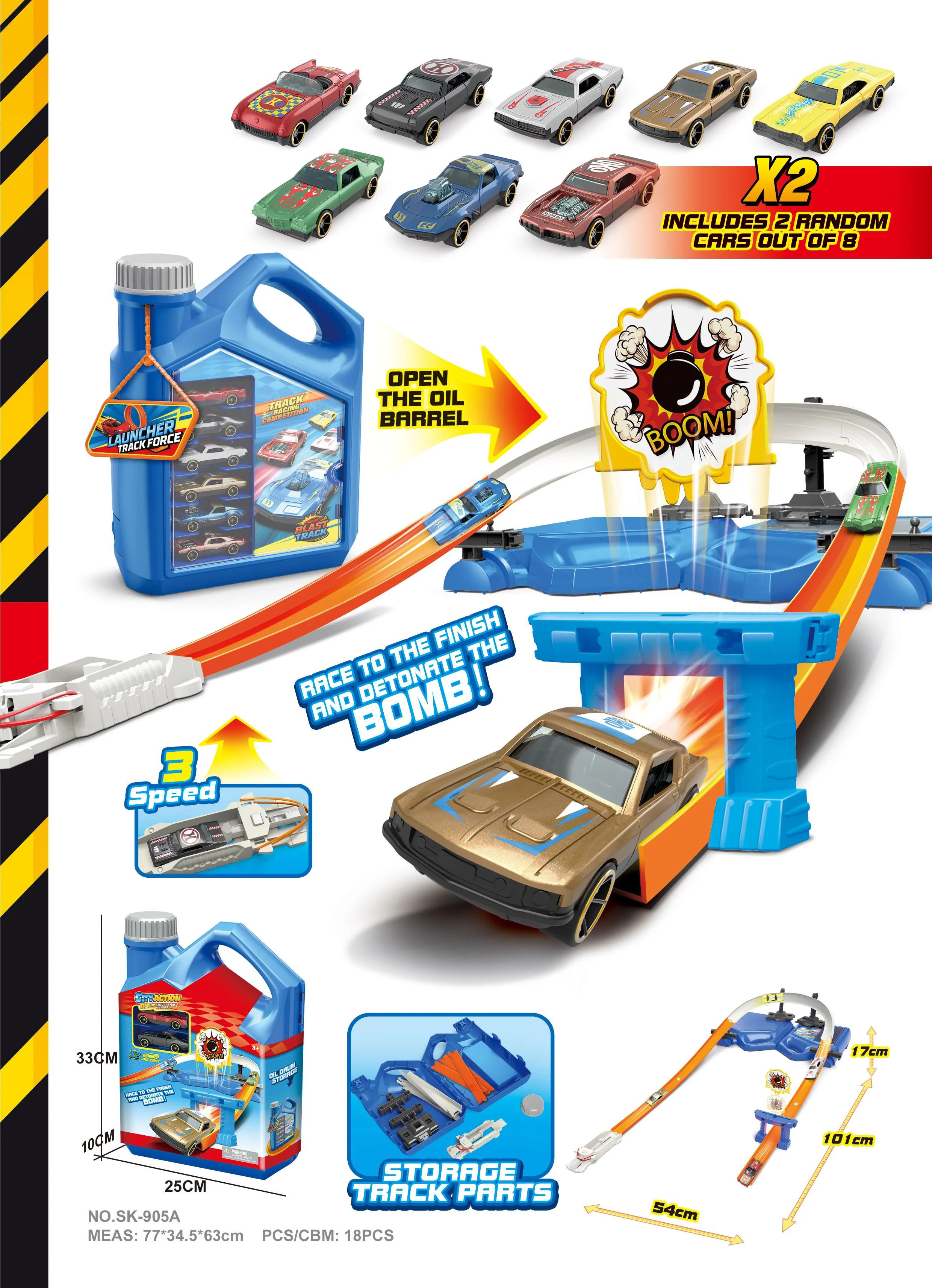 Draagbare baan snelle montage kinderspeelgoedbaanvoertuig, olievat draagbaar voor eenvoudige montage en demontage