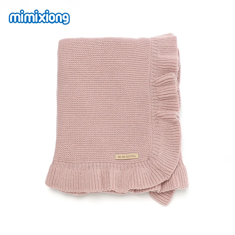 Baby Blankets 90*70cm Knitted Newborn Boys Girls Solid Stroller Swaddle Wrap Sleepsack Reversible Soft Infantil Receiving Quilts