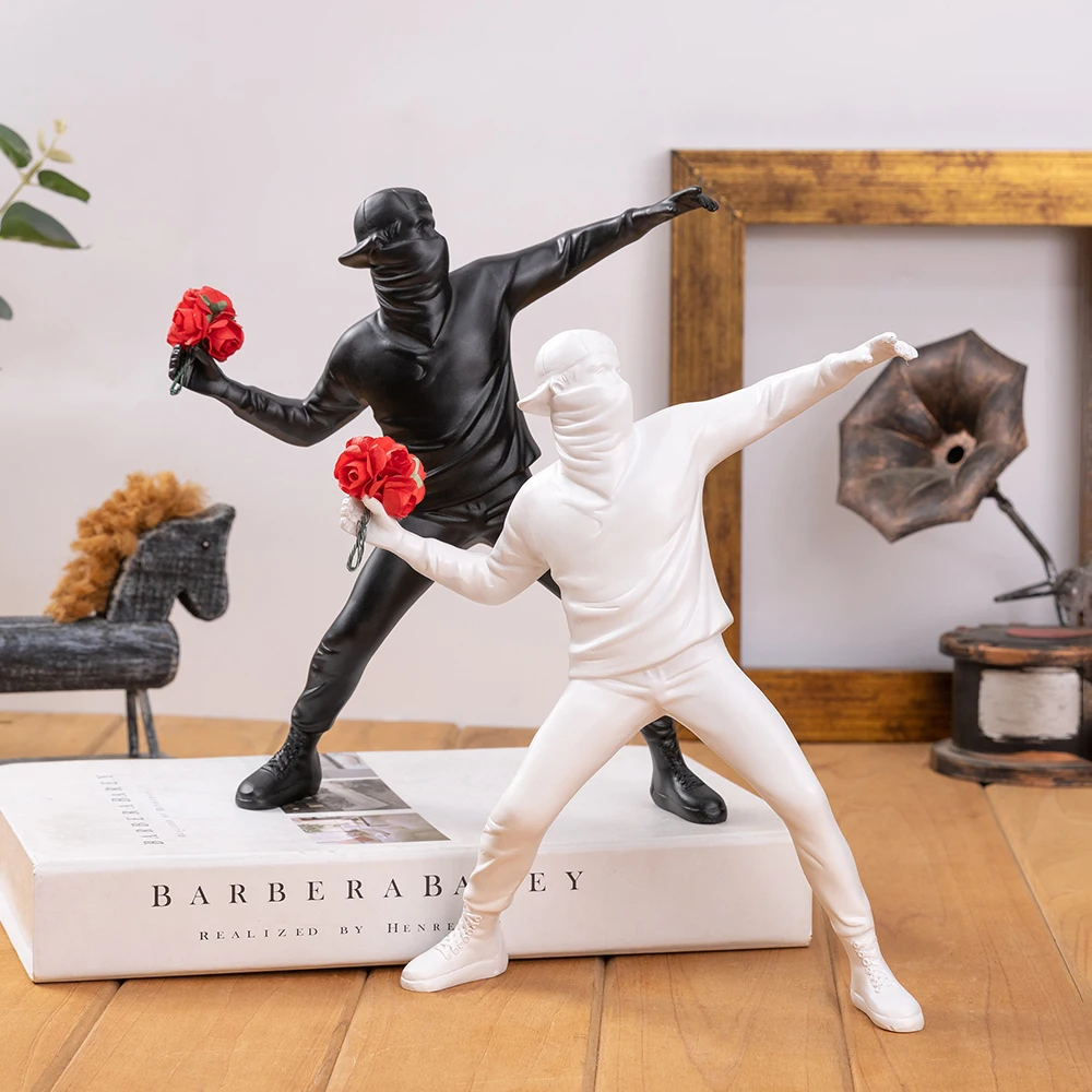 Banksy Throws Flowers Ornaments Abstract Artworks Sculptures Figures Ornaments Living Rooms Study Rooms Home Decor Craft Product - view 5