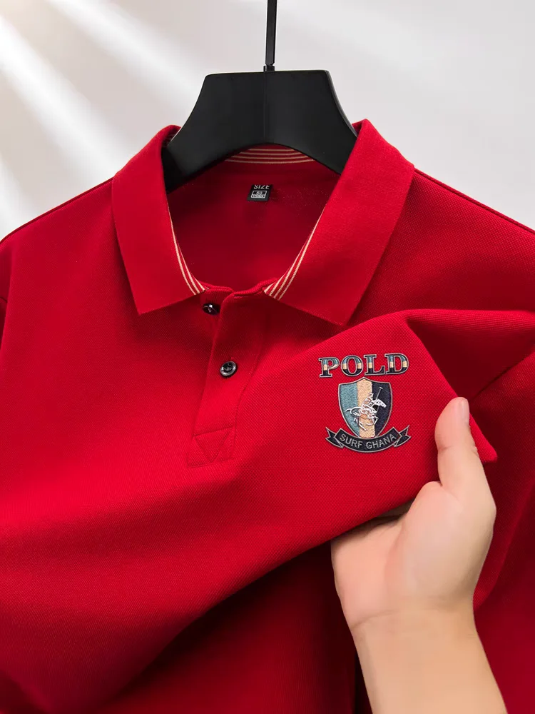 Comfortable cotton long sleeved men\'s luxurious polo shirt autumn fashion brand exquisite badge embroidery golf casual T-shirt