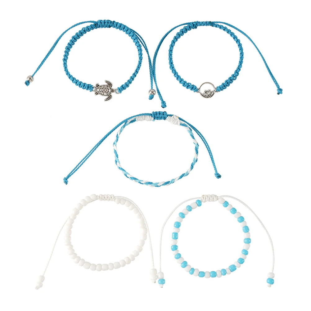 

5pcs Bohemian Bracelet Alloy Sea Anklets String for Women Girls Fashion Jewelry Gifts